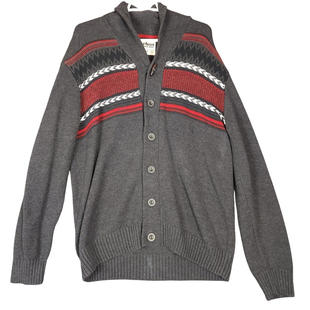 Urban Pipeline Mens Cardigan Sweater Shawl Collar Gray‎ Aztec Knit XXL
